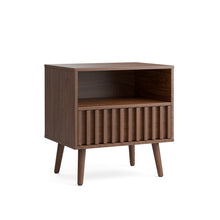 טען את התמונה לגלריה , שידת צד מודרנית עם מגירה מעוצבת ותא אחסון גדול באגוז
