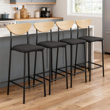 טען את התמונה לגלריה , רביעית כיסאות בר מרופדים בשחור
