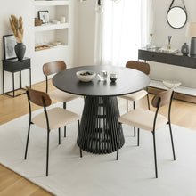 טען את התמונה לגלריה , רביעית כיסאות פינת אוכל יוקרתיים מרופדים ובעלי גב בגוון אגוז - לבן
