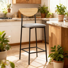 טען את התמונה לגלריה , כיסא בר מרופד באפור
