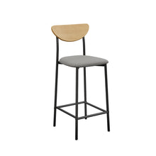 טען את התמונה לגלריה , כיסא בר מרופד באפור
