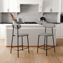 טען את התמונה לגלריה , כיסאות בר מודרנים עם מושב דמוי עור אפור
