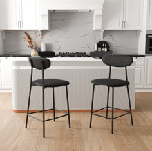 טען את התמונה לגלריה , כיסאות בר מודרנים עם מושב דמוי עור שחור 
