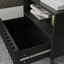 טען את התמונה לגלריה , שידת צד מודרנית עם מגירה מעוצבת ותא אחסון גדול בשחור מבט מקרוב
