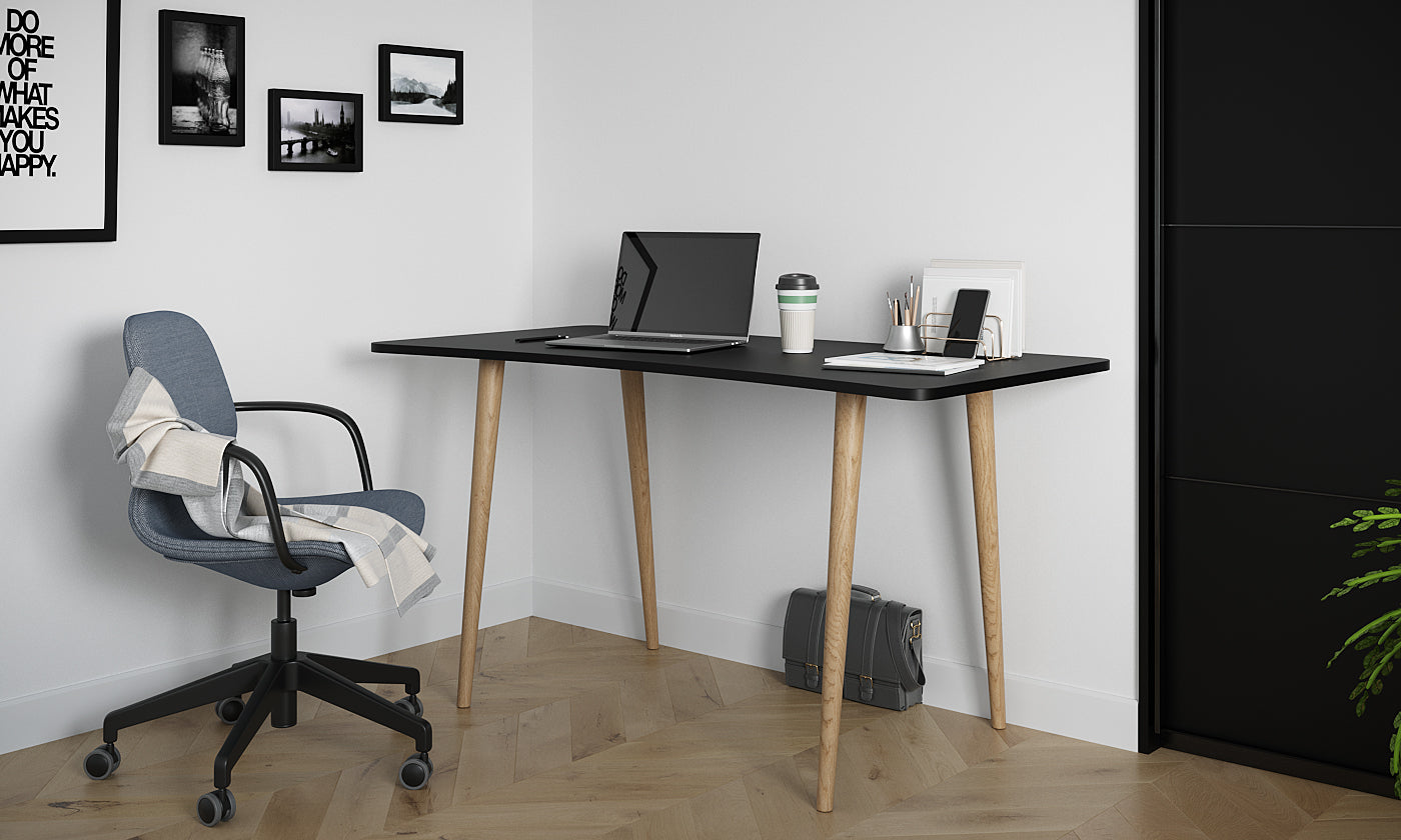 שולחן מחשב מודרני בעל 4 רגלי עץ אורן