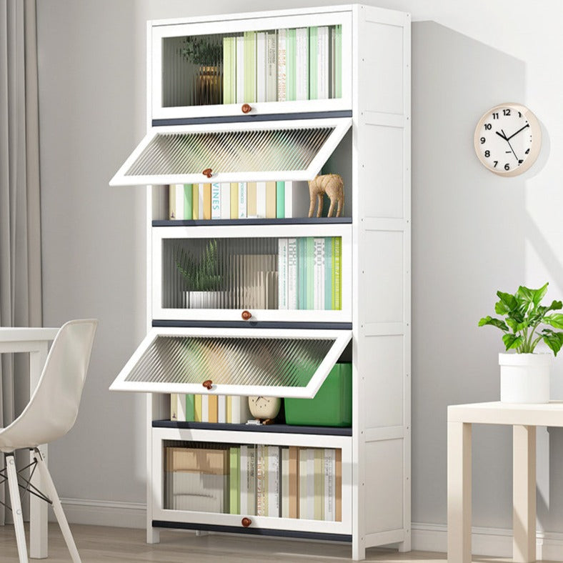 ארון עץ לבן לאחסון ספרים